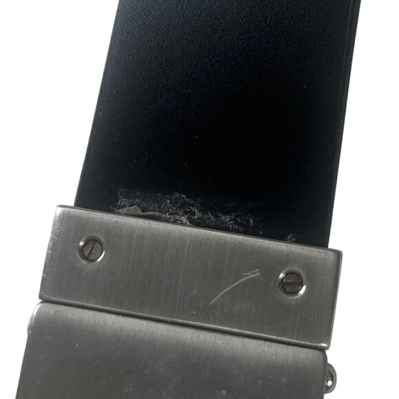 Banana Republic Leather Belt Mens Black Silver Buckle 36" - Picture 7 of 8